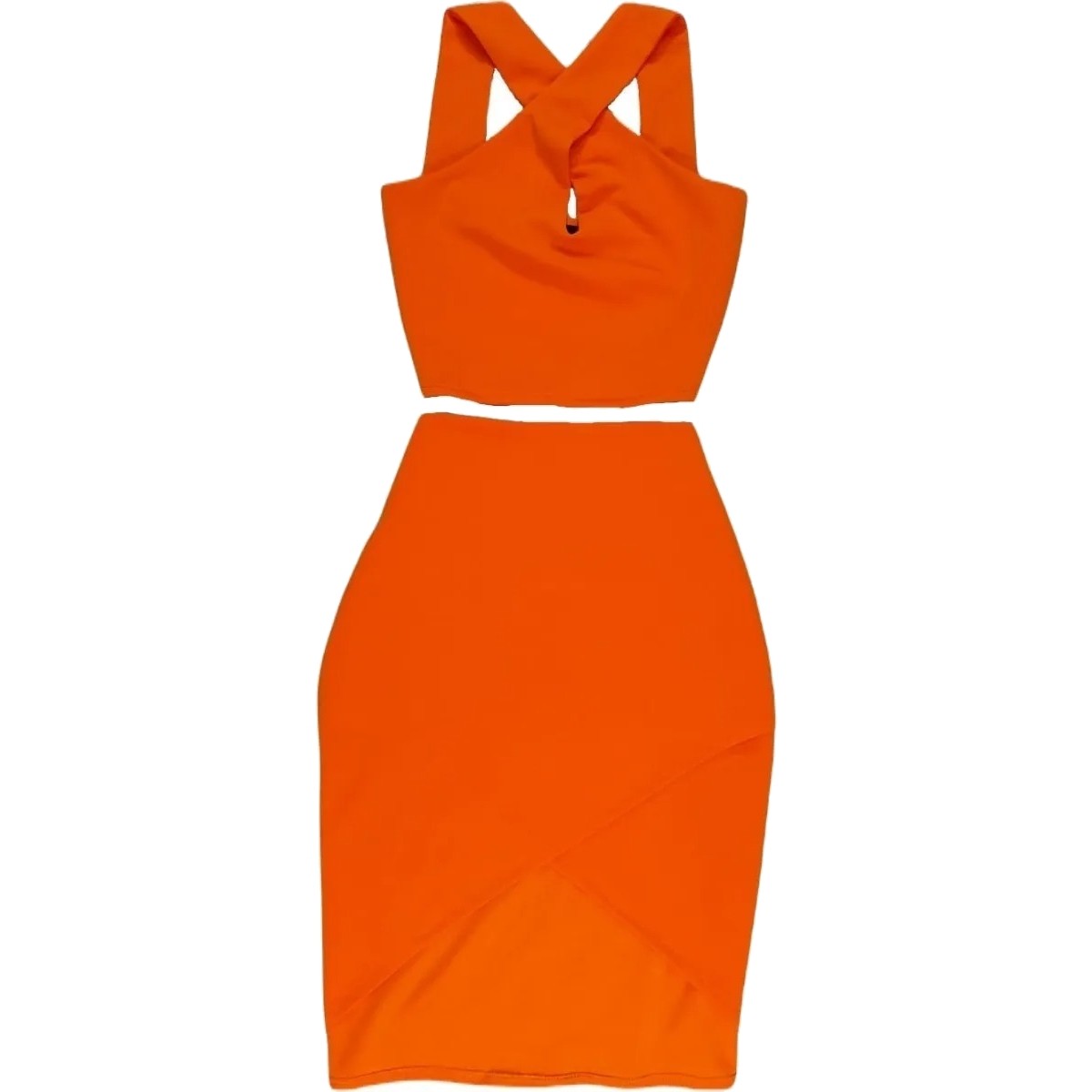 Asymmetric Skirt And Wrap Top Set